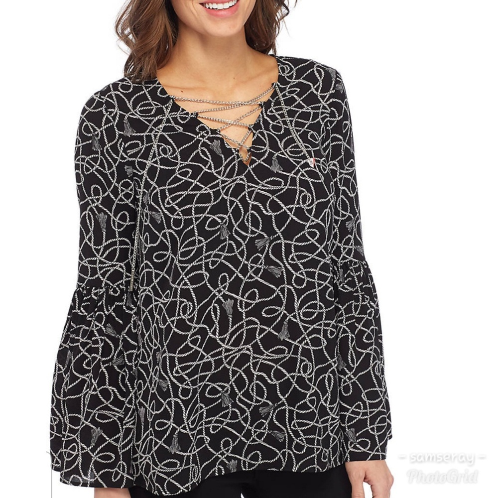 Michael Kors Twisted Rope Bell Sleeve Blouse